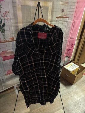 Plaid Button-Front Midi Dress in Black & White